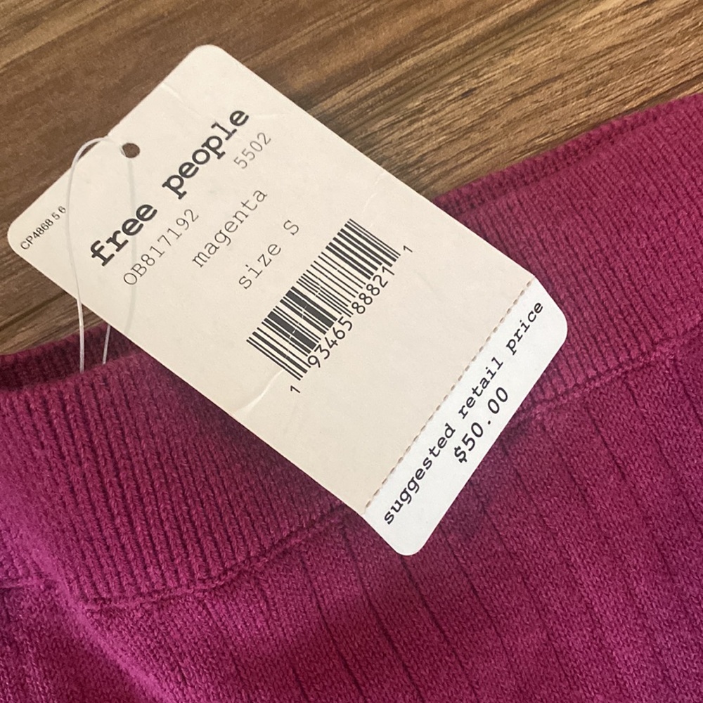 NWT free people intimately free size S sweater knit magenta pull on pencil skirt - Picture 3 of 9